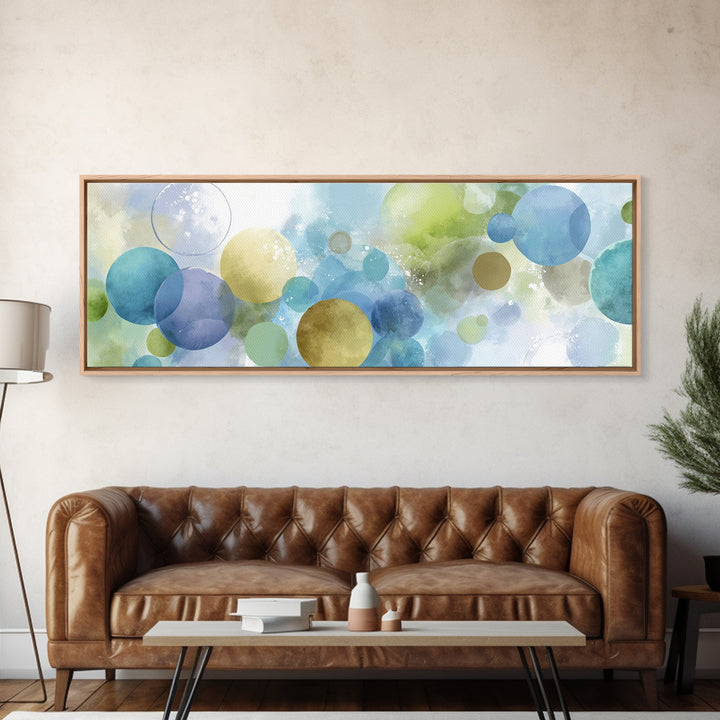 Soap Bubbles Rendered as Playful Abstract Circles Canvas Print, Laundry Room Art, Farmhouse Wall Decor, Living Room Decor, LRA-3x1-94