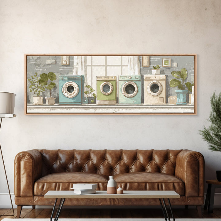 Washing Machine Icon Graphic Without Text Canvas Print, Laundry Room Art, Whimsical Art, Living Room Decor, Fine Art, Clean, LRA-3x1-98