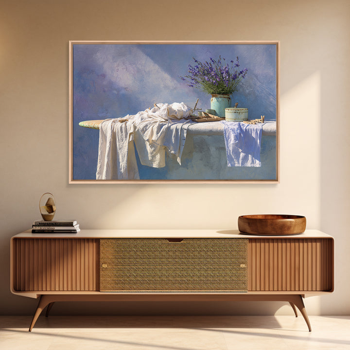 Ironing Board Still Life Framed Canvas Print, Laundry Room Art, Fine Art Print, Living Room Decor, Watercolor Art, Clean, LRA-3x2-100