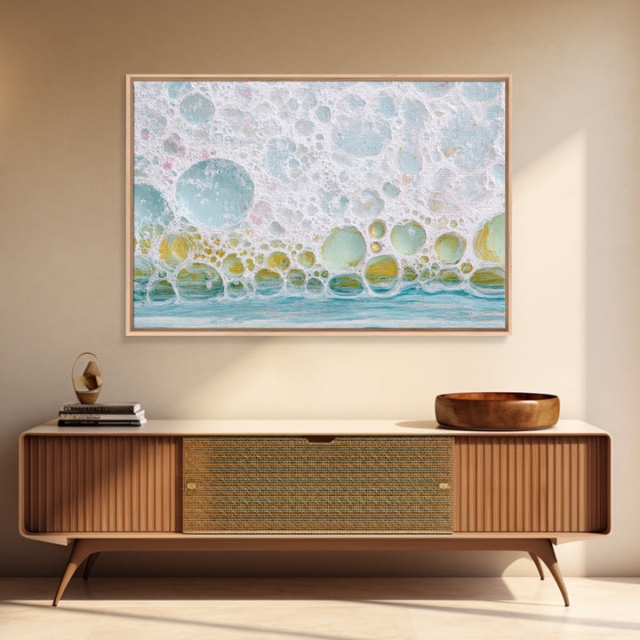 Abstract Suds and Bubbles Framed Canvas Print, Laundry Room Art, Printable Wall Art, Living Room Decor, Abstract Art, Clean, LRA-3x2-2