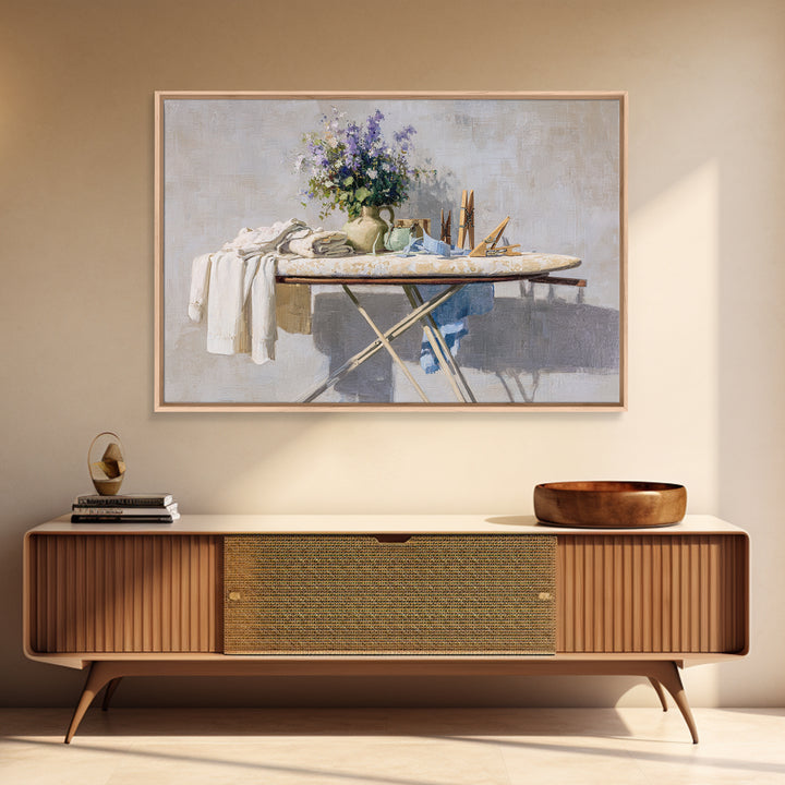 Ironing Board Still Life Canvas Print, Laundry Room Art, Oil Painting, Living Room Decor, Watercolor Art, Clean, LRA-3x2-4