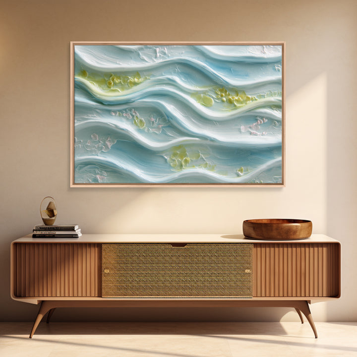 Clean Blue Water Ripple Abstraction Framed Canvas Print, Laundry Room Art, Wall Art Print, Living Room Decor, Abstract Art, LRA-3x2-46