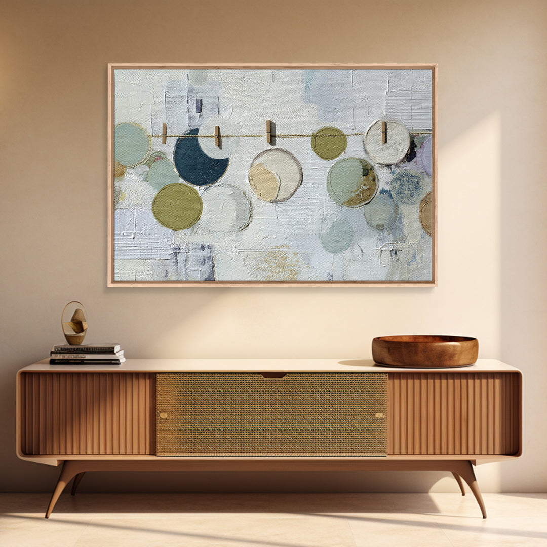 Soap Bubbles Rendered as Playful Abstract Circles Canvas Print, Laundry Room Art, Farmhouse Wall Decor, Living Room Decor, LRA-3x2-58
