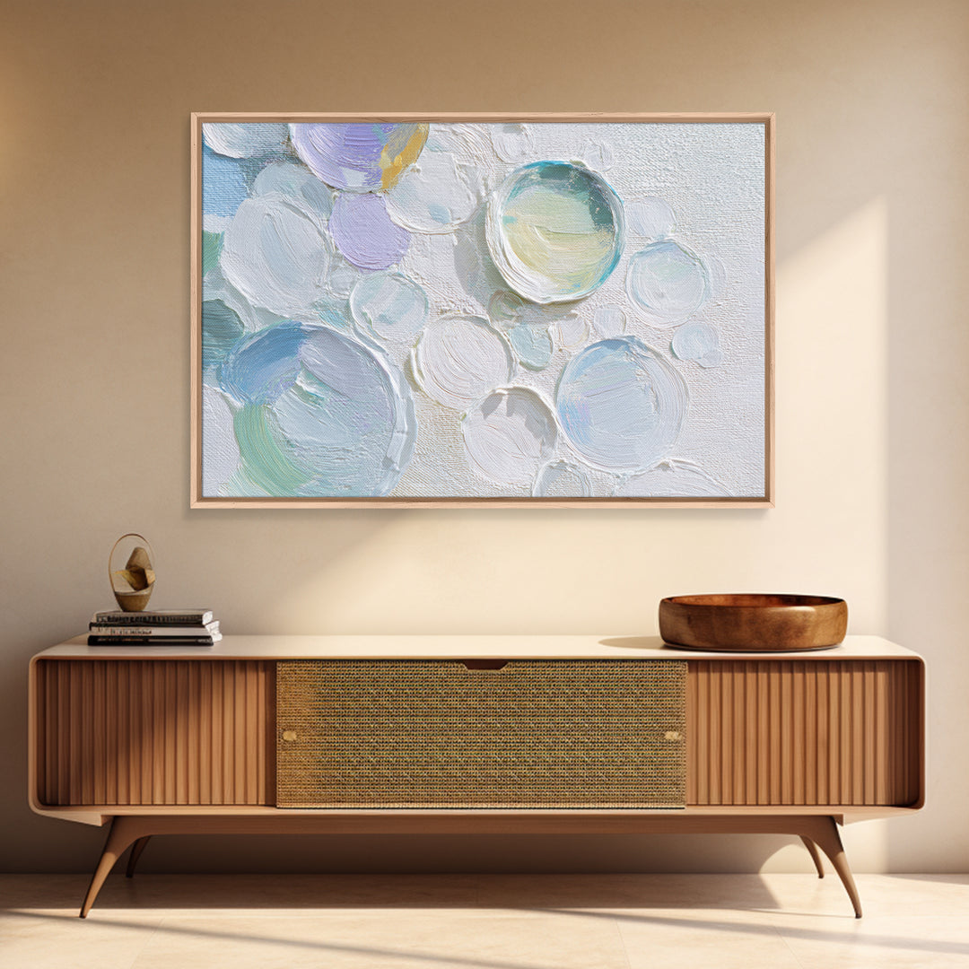 Soap Bubbles Rendered as Playful Abstract Circles Canvas Print, Laundry Room Art, Downloadable Art, Living Room Decor, Clean, LRA-3x2-82