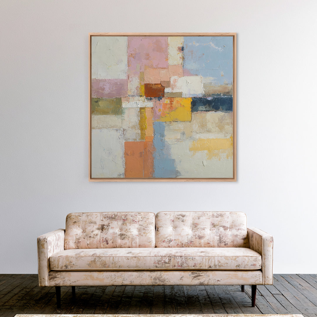 Warm Terra Cotta Abstract Landscape Canvas Print, Mediterranean Art, Digital Art Prints, Living Room Decor, Watercolor Art, MAR-1x1-14