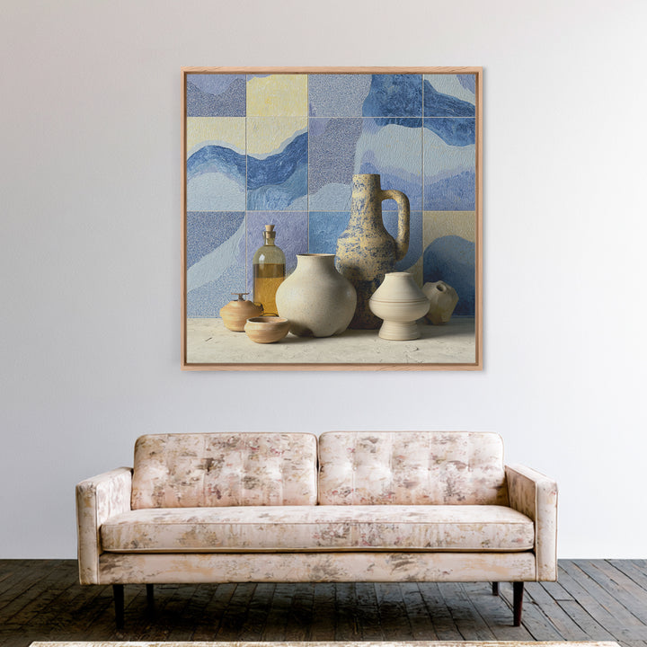 Coastal Cliffs with Sparkling Blue Water Canvas Print, Mediterranean Art, Large Wall Art, Living Room Decor, Fine Art, Azure, MAR-1x1-20