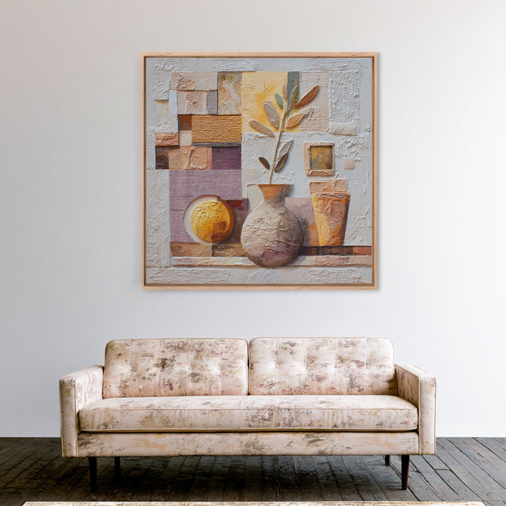Warm Terra Cotta Abstract Landscape Canvas Print, Mediterranean Art, Living Room Art, Living Room Decor, Oil Painting, Azure, MAR-1x1-86