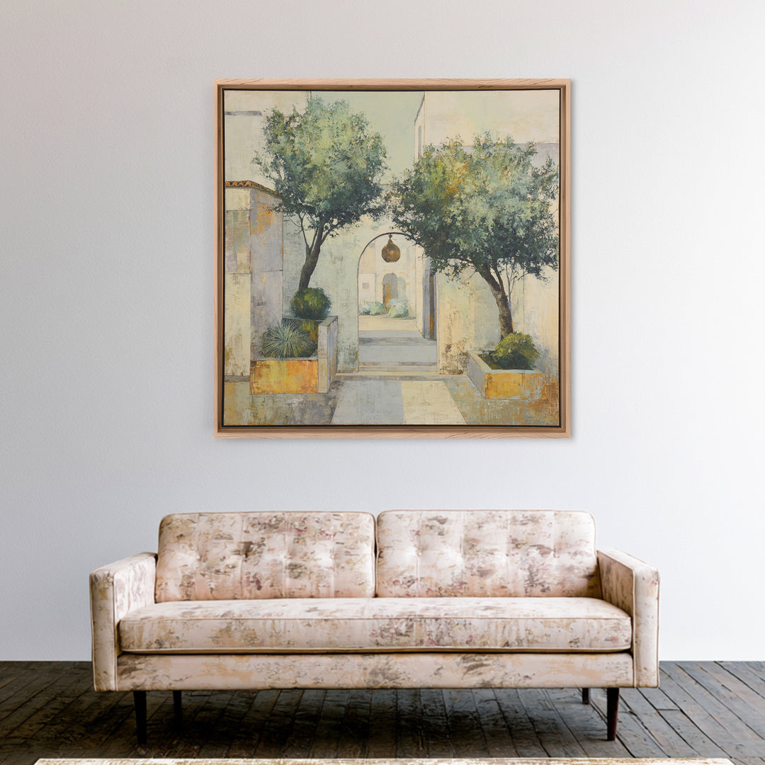 Olive Grove under Pale Morning Light Canvas Print, Mediterranean Art, Gallery Decor, Living Room Decor, Fine Art, Azure, MAR-1x1-89