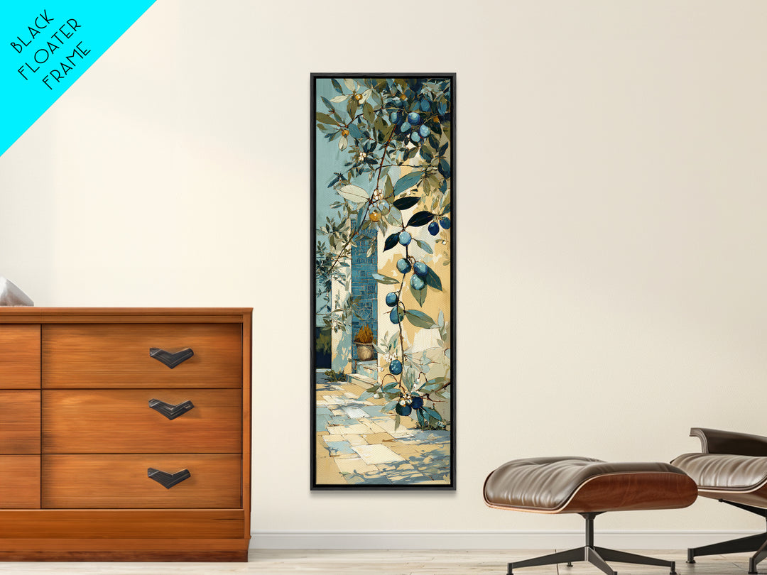 Olive Grove under Pale Morning Light Framed Canvas Print, Mediterranean Art, Downloadable Art, Living Room Decor, Azure, MAR-1x3-29