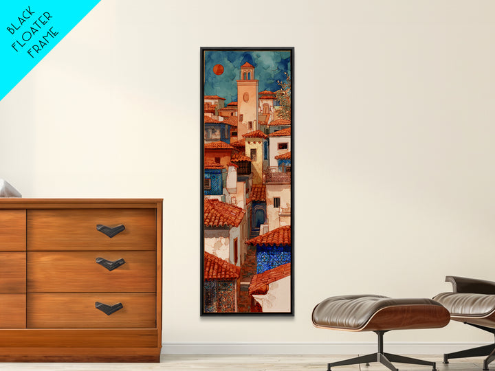 Sunset over Red Tiled Rooftops Canvas Print, Mediterranean Art, Fine Art Print, Living Room Decor, Fine Art, Azure, MAR-1x3-35
