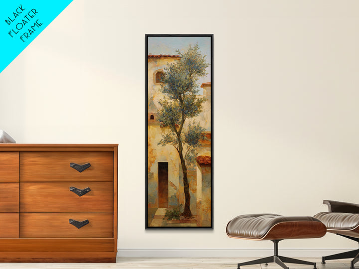 Olive Grove under Pale Morning Light Framed Canvas Print, Mediterranean Art, Downloadable Art, Living Room Decor, Azure, MAR-1x3-53