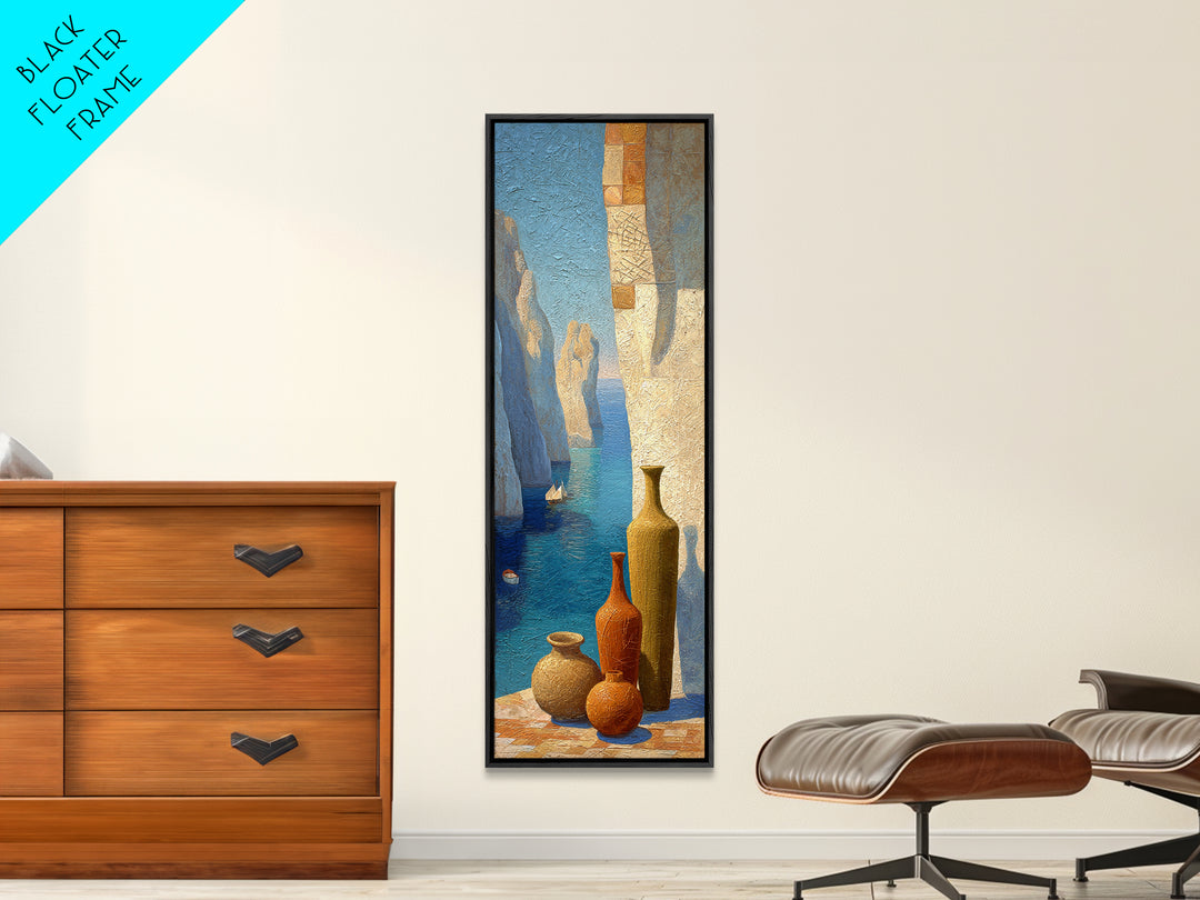 Coastal Cliffs with Sparkling Blue Water Canvas Print, Mediterranean Art, Contemporary Art, Living Room Decor, Fine Art, Azure, MAR-1x3-56