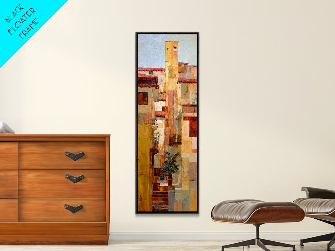 Sunset over Red Tiled Rooftops Canvas Print, Mediterranean Art, Printable Wall Art, Living Room Decor, Fine Art, Azure, MAR-1x3-59