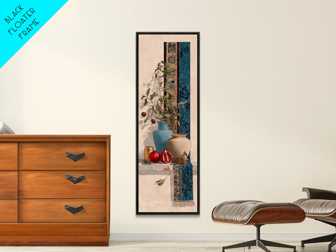 Pomegranate Still Life Canvas Print, Mediterranean Art, Modern Decor, Living Room Decor, Fine Art, Azure, Printable Wall Art, MAR-1x3-7