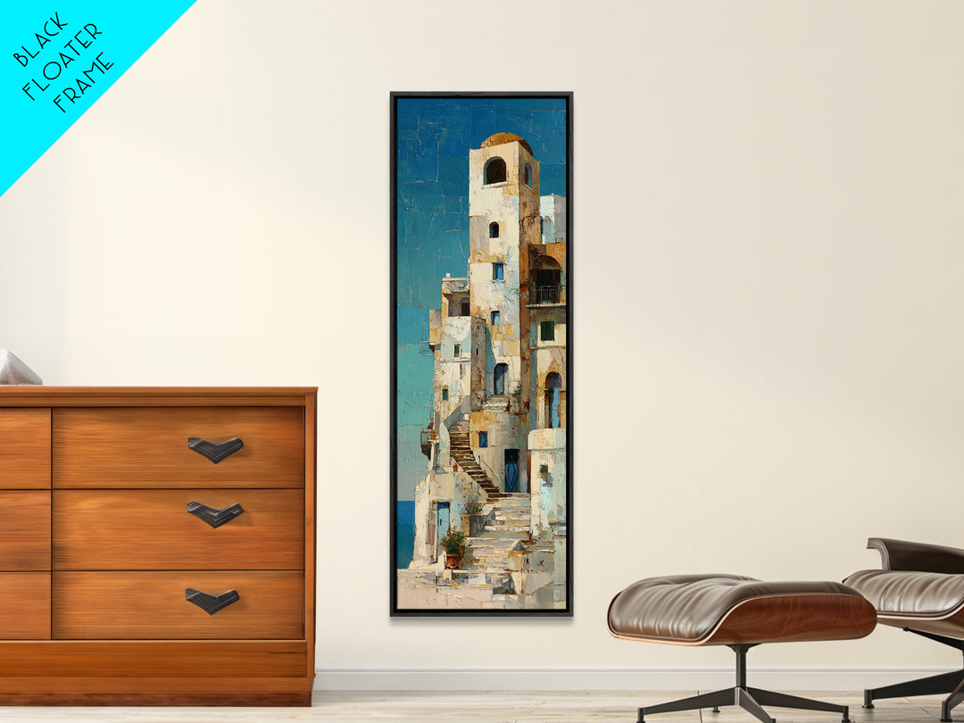Greek Island White Buildings Above Blue Sea Canvas Print, Mediterranean Art, Art Print, Living Room Decor, Fine Art, Azure, MAR-1x3-85