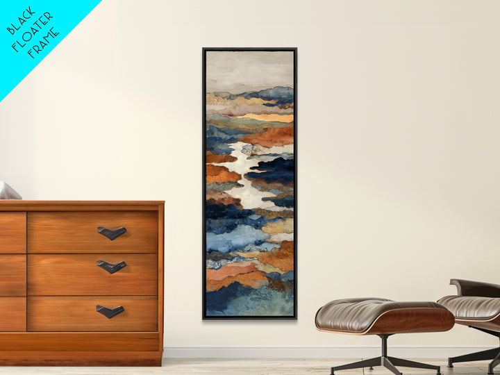 Warm Terra Cotta Abstract Landscape Canvas Print, Mediterranean Art, Travel Poster, Living Room Decor, Watercolor Art, Azure, MAR-1x3-98