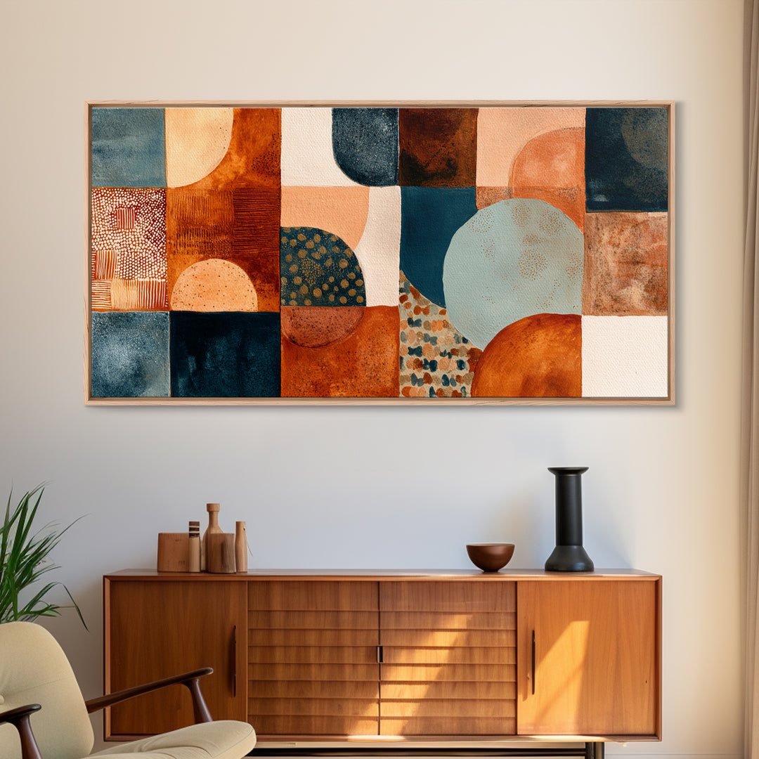 Warm Terra Cotta Abstract Landscape Canvas Print, Mediterranean Art, Room Decor, Living Room Decor, Azure, Printable Art, MAR-2x1-82