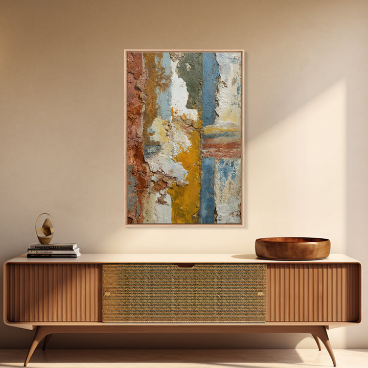 Warm Terra Cotta Abstract Landscape Framed Canvas Print, Mediterranean Art, Original Painting, Living Room Decor, Azure, MAR-2x3-94
