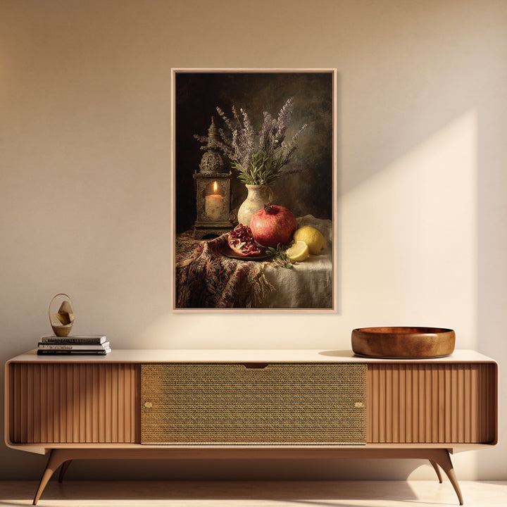 Pomegranate Still Life Canvas Print, Mediterranean Art, Printable Wall Art, Living Room Decor, Fine Art, Azure, Modern Wall Art, MAR-2x3-99