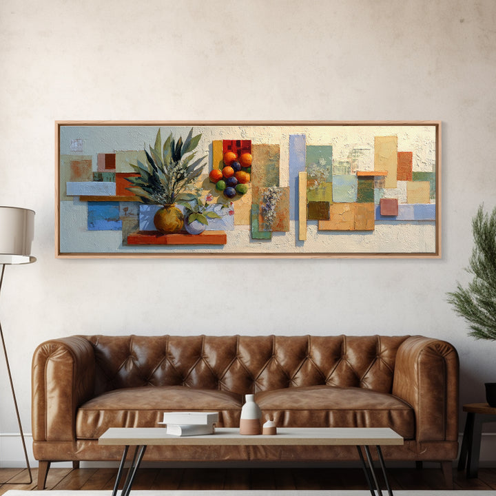Sunset over Red Tiled Rooftops Framed Canvas Print, Mediterranean Art, Landscape Wall Art, Living Room Decor, Fine Art, Azure, MAR-3x1-15