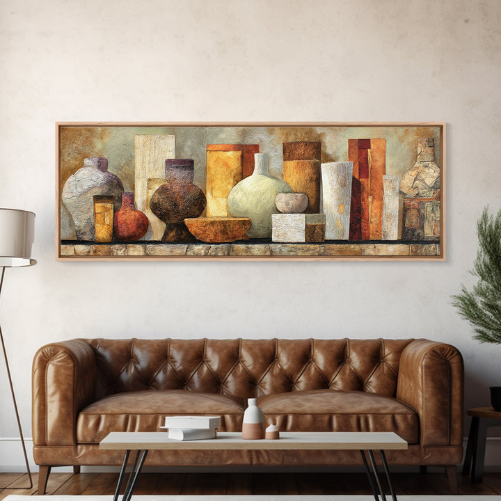 Warm Terra Cotta Abstract Landscape Canvas Print, Mediterranean Art, Room Decor, Living Room Decor, Azure, Printable Art, MAR-3x1-30