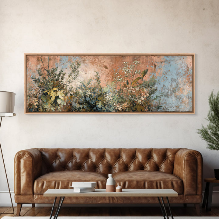 Wild Herbs Rosemary and Thyme Botanical Study Canvas Print, Mediterranean Art, Travel Poster, Living Room Decor, Oil Painting, MAR-3x1-40