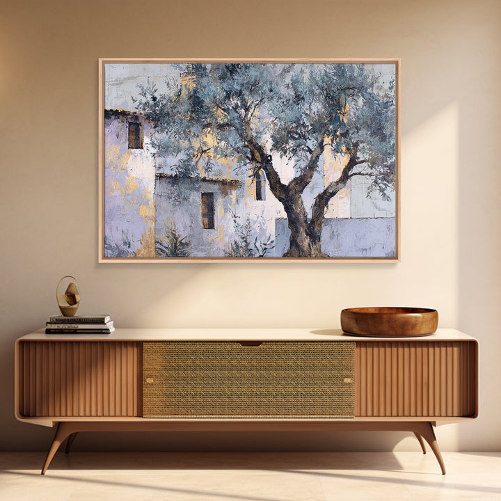 Olive Grove under Pale Morning Light Canvas Print, Mediterranean Art, Farmhouse Decor, Living Room Decor, Fine Art, Azure, MAR-3x2-21