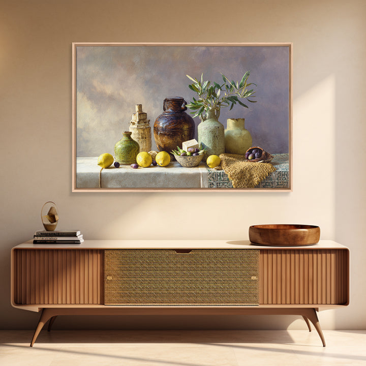 Figs Olives and Cheese Still Life Canvas Print, Mediterranean Art, Downloadable Art, Living Room Decor, Fine Art, Azure, MAR-3x2-84