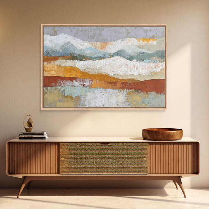 Warm Terra Cotta Abstract Landscape Framed Canvas Print, Mediterranean Art, Modern Wall Art, Living Room Decor, Watercolor Art, MAR-3x2-90