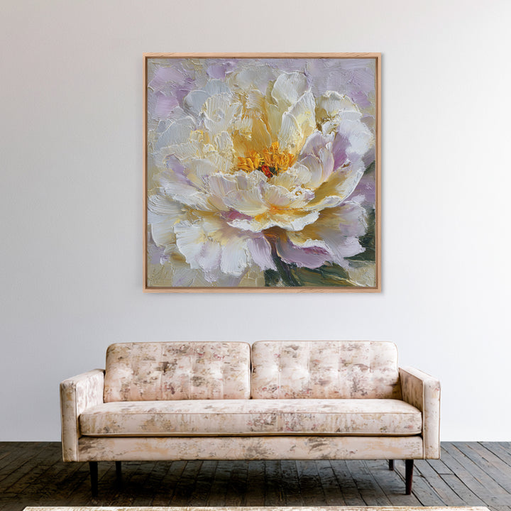Romantic Neutral Peony Closeup Framed Canvas Print, Master Bedroom, Wall Art Bedroom, Bedroom Decor, Fine Art, Sanctuary, MAS-1x1-2
