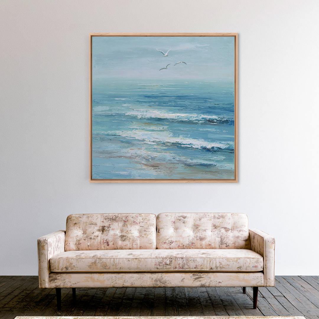 Hotel Coastal Landscape Framed Canvas Print, Master Bedroom, Neutral Decor, Bedroom Decor, Oil Painting, Sanctuary, Home Decor, MAS-1x1-21