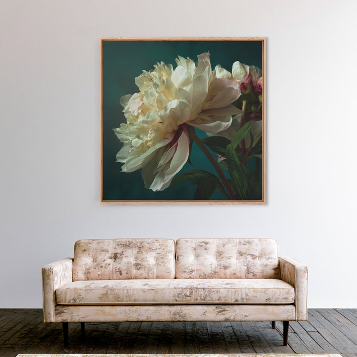 Romantic Neutral Peony Closeup Canvas Print, Master Bedroom, Vinyl Wall Decal, Bedroom Decor, Fine Art, Sanctuary, MAS-1x1-26