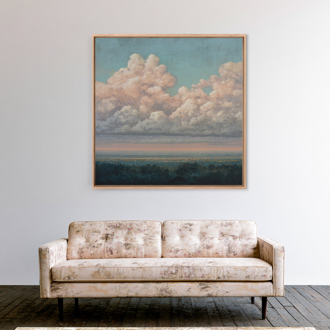 Blush and Taupe Cloudscape Canvas Print, Master Bedroom, Over Bed Wall Art, Bedroom Decor, Oil Painting, Sanctuary, MAS-1x1-30