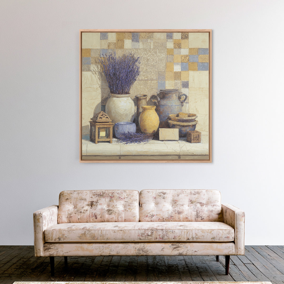 Lavender Field at Twilight Framed Canvas Print, Master Bedroom, Set of 2 Prints, Bedroom Decor, Abstract Art, Sanctuary, MAS-1x1-42