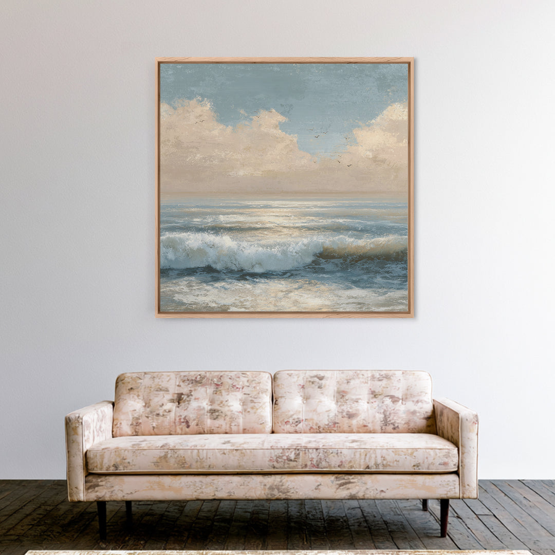 Elegant Moonlit Ocean Horizon Canvas Print, Master Bedroom, Room Decor, Bedroom Decor, Fine Art, Sanctuary, Wall Decal, MAS-1x1-49