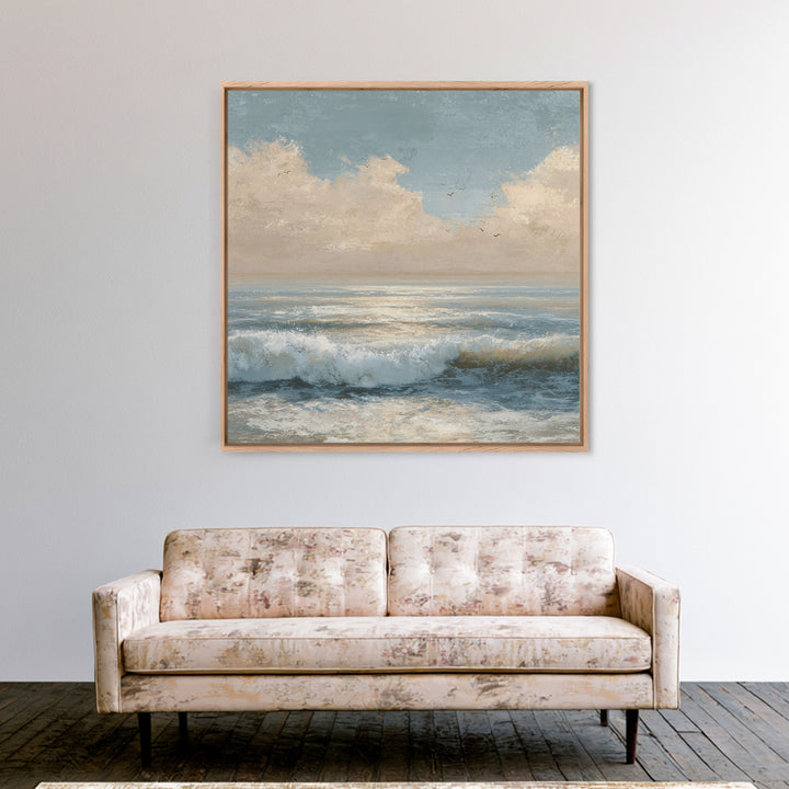 Elegant Moonlit Ocean Horizon Canvas Print, Master Bedroom, Room Decor, Bedroom Decor, Fine Art, Sanctuary, Wall Decal, MAS-1x1-49