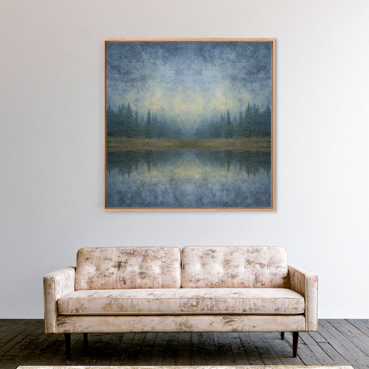 Calm Misty Forest Panorama Framed Canvas Print, Master Bedroom, Bedroom Prints, Bedroom Decor, Sanctuary, Gallery Decor, MAS-1x1-52