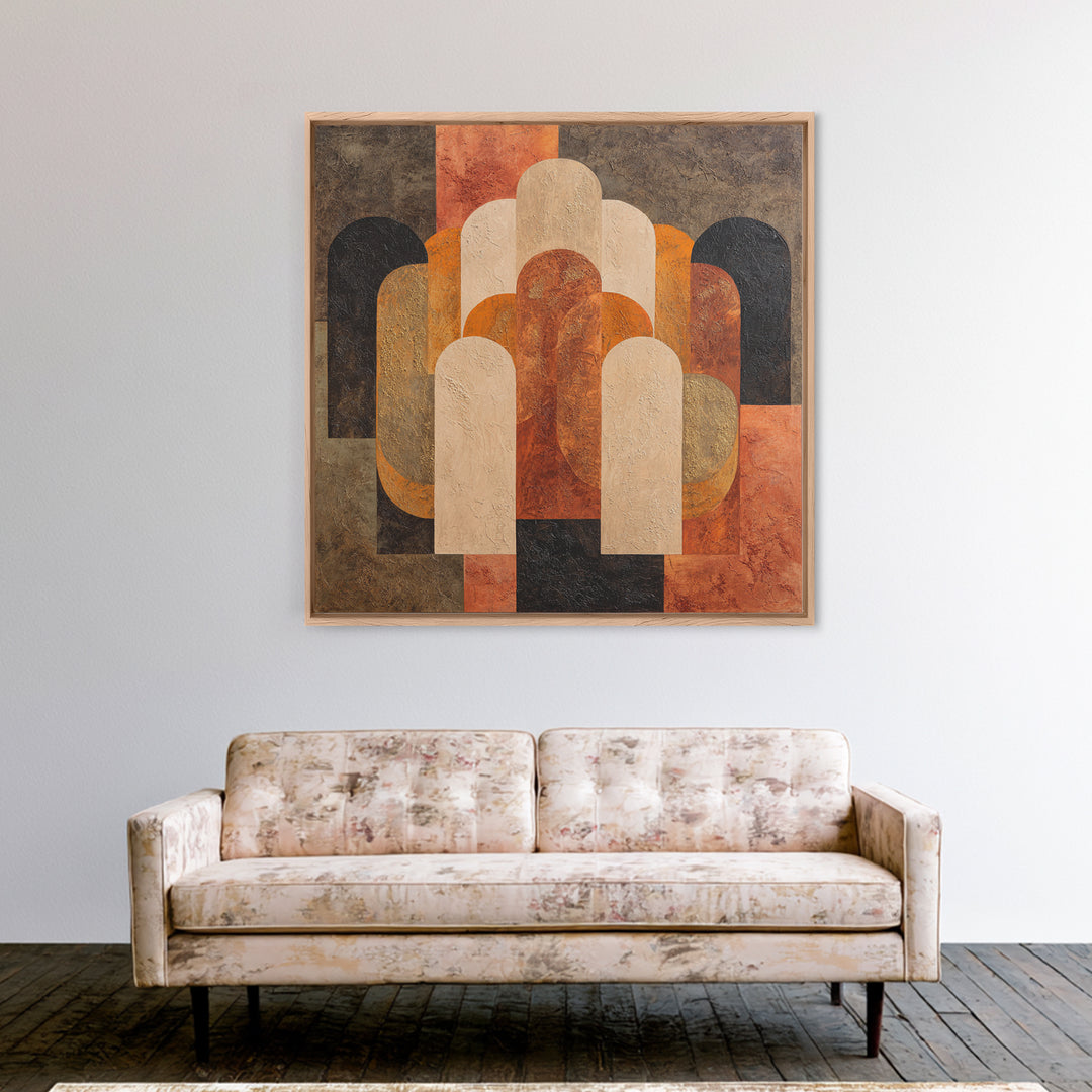 Gold Accented Abstract Arches Framed Canvas Print, Master Bedroom, Farmhouse Decor, Bedroom Decor, Abstract Art, Sanctuary, MAS-1x1-56