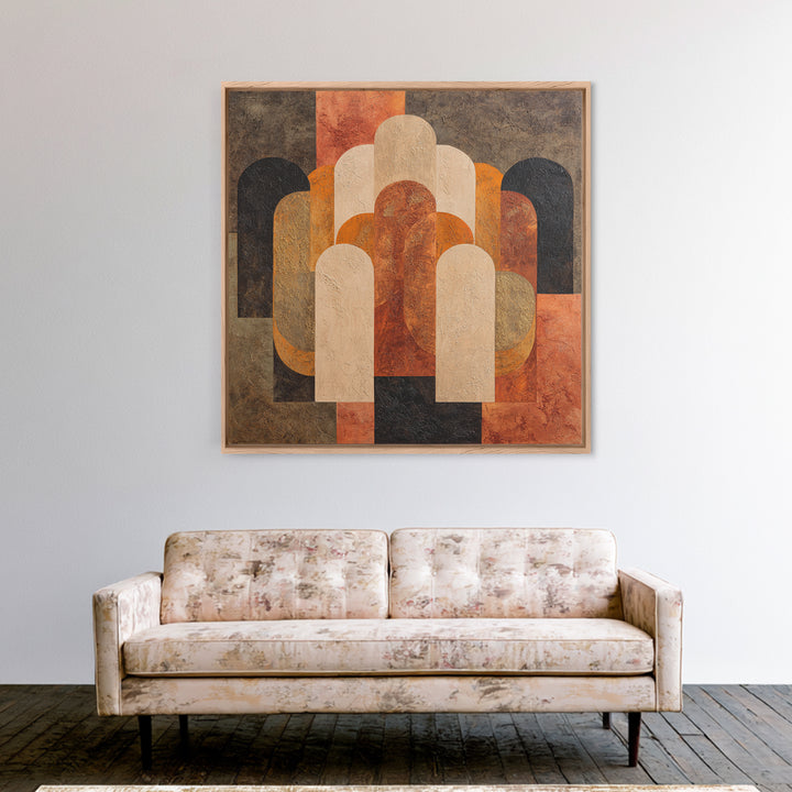 Gold Accented Abstract Arches Framed Canvas Print, Master Bedroom, Farmhouse Decor, Bedroom Decor, Abstract Art, Sanctuary, MAS-1x1-56