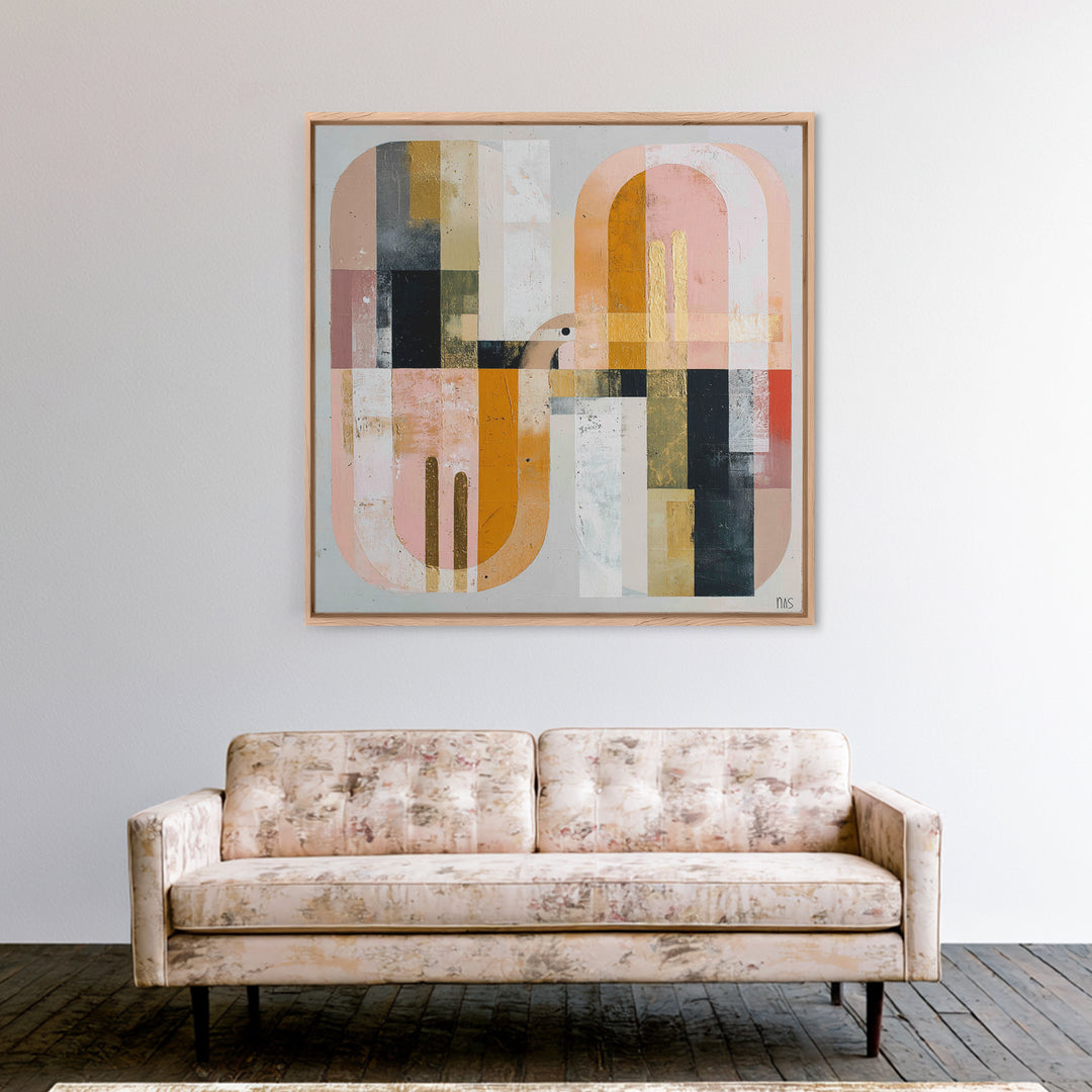 Gold Accented Abstract Arches Framed Canvas Print, Master Bedroom, Bedroom Decor, Fine Art, Sanctuary, Living Room Prints, MAS-1x1-8