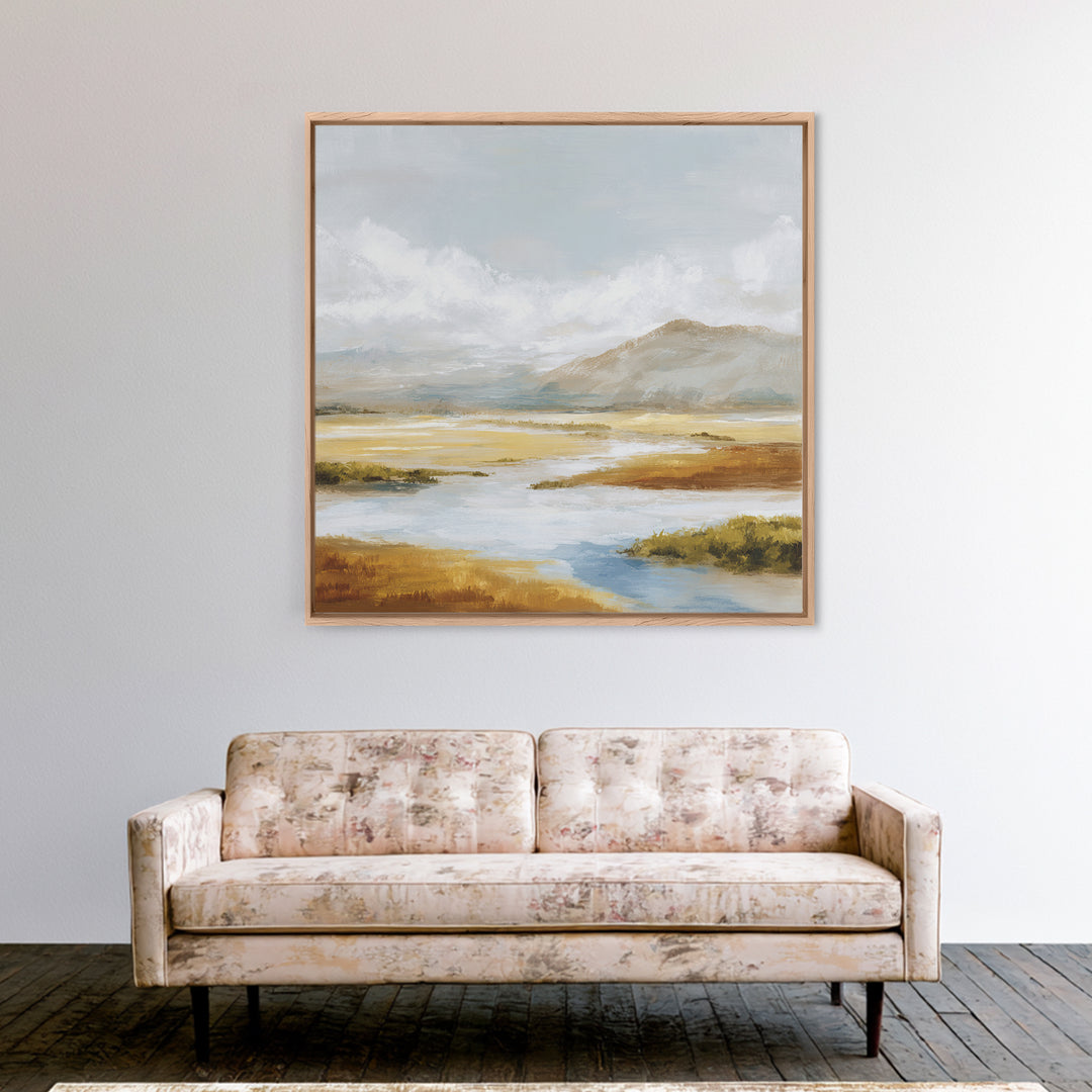 Soft Mountain Ridge Canvas Print, Master Bedroom, Minimalist Decor, Bedroom Decor, Oil Painting, Sanctuary, Farmhouse Decor, MAS-1x1-85