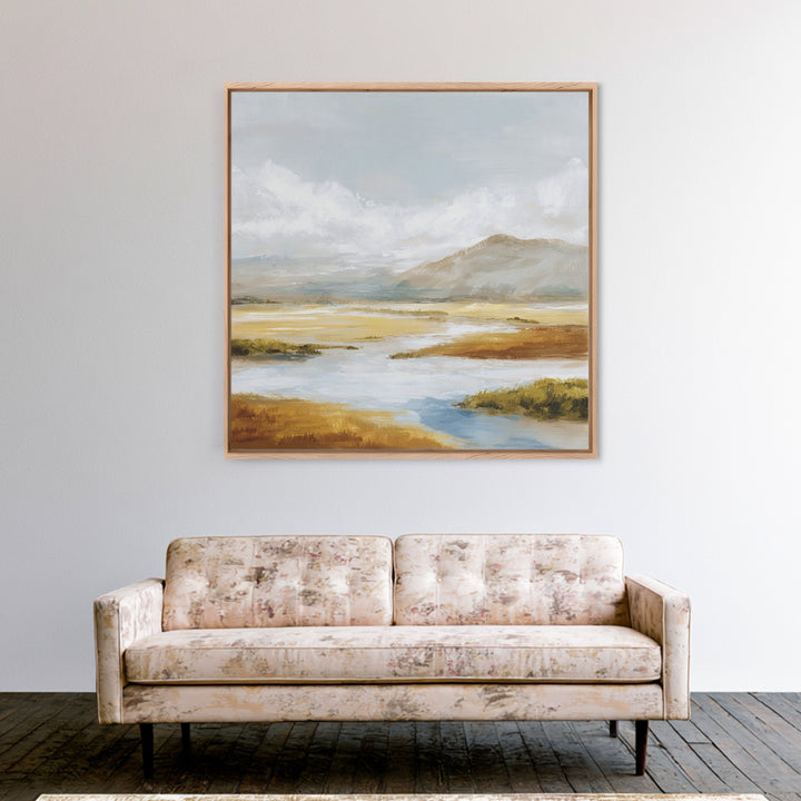 Soft Mountain Ridge Canvas Print, Master Bedroom, Minimalist Decor, Bedroom Decor, Oil Painting, Sanctuary, Farmhouse Decor, MAS-1x1-85