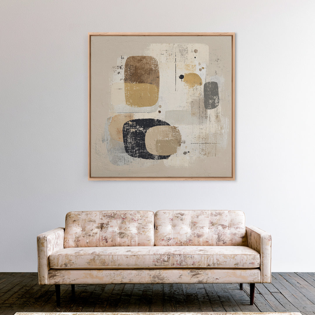 Minimal Stone Shapes Framed Canvas Print, Master Bedroom, Minimalist Decor, Bedroom Decor, Fine Art, Sanctuary, Farmhouse Decor, MAS-1x1-88