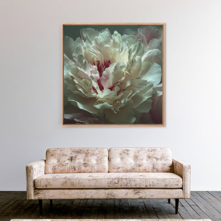 Romantic Neutral Peony Closeup Canvas Print, Master Bedroom, Textured Painting, Bedroom Decor, Fine Art, Sanctuary, Wall Decal, MAS-1x1-98