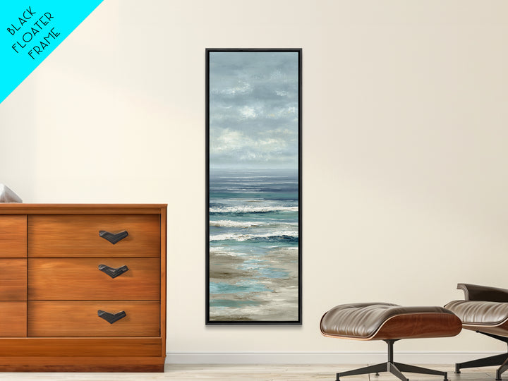 Elegant Moonlit Ocean Horizon Canvas Print, Master Bedroom, Minimalist Decor, Bedroom Decor, Oil Painting, Sanctuary, MAS-1x3-13