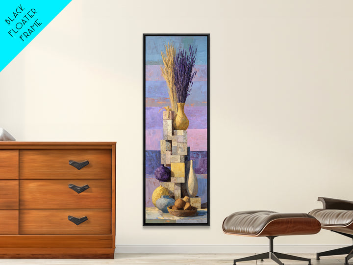Lavender Field at Twilight Framed Canvas Print, Master Bedroom, Over Bed Wall Art, Bedroom Decor, Oil Painting, Sanctuary, MAS-1x3-30
