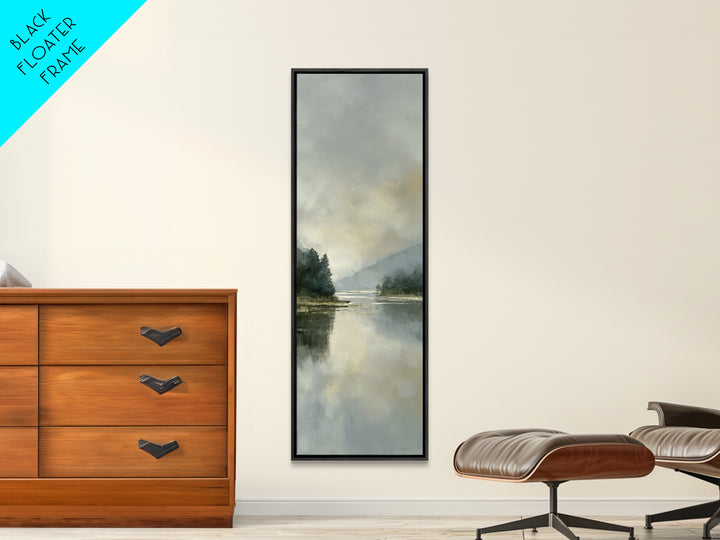 Serene Lake with Pale Morning Reflection Framed Canvas Print, Master Bedroom, Boho Decor, Bedroom Decor, Fine Art, Sanctuary, MAS-1x3-91