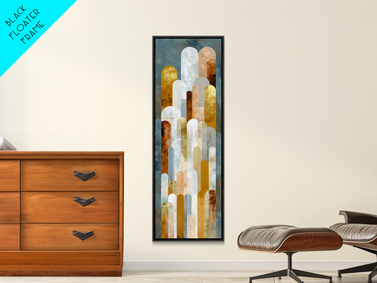 Gold Accented Abstract Arches Framed Canvas Print, Master Bedroom, Signs for Home, Bedroom Decor, Abstract Art, Sanctuary, MAS-1x3-92