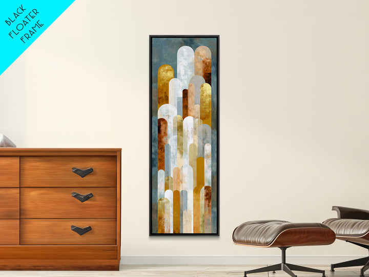 Gold Accented Abstract Arches Framed Canvas Print, Master Bedroom, Signs for Home, Bedroom Decor, Abstract Art, Sanctuary, MAS-1x3-92