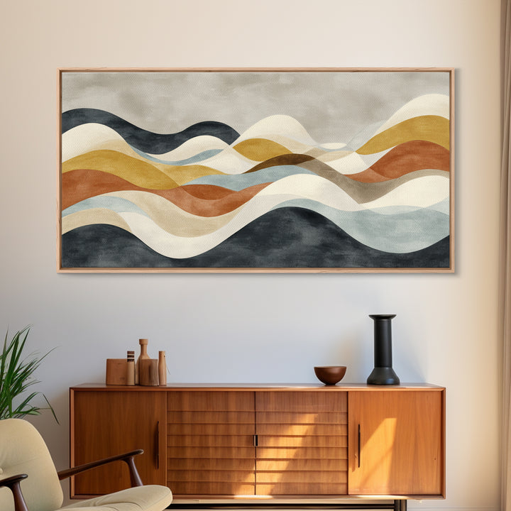 Abstract Wave Forms Framed Canvas Print, Master Bedroom, Fine Art Print, Bedroom Decor, Abstract Art, Sanctuary, MAS-2x1-16
